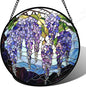 Stained Glass Window Hanging, Wisteria Flower Sun Catcher for Door Home Decor Purple and Blue Suncatcher Christmas Mother's Day Birthday Gifts for Women Men Mom and Nana 15 in