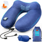 urophylla Inflatable Travel Neck Pillow for Airplanes, Super Soft Velvet Neck Support, Adjustable Firmness, Blow Up Plane Pillow for Long Flights, Road Trips, Travel Essentials with Eye Mask, Earplug