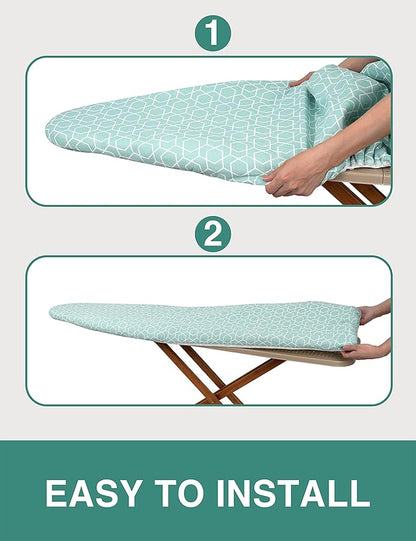 Extra Thick Ironing Board Cover and Pad,15x54 Reflective Silicone Ironing Board Cover Resist Scorching and Staining Standard Size Ironing Board Covers with Padding Elastic Edges 4 Fasteners
