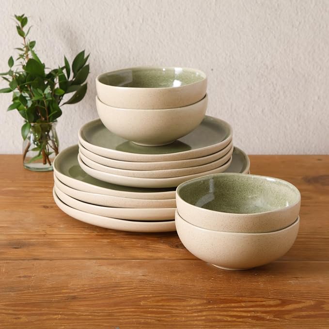 Gibson Elite Manila Bay 12-Piece Stoneware Dinnerware Set, Service