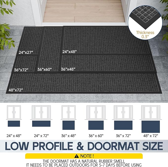 Indoor Outdoor Front Door Mats, 60" x 36" Rubber Backing Non Slip Durable Welcome Floor Mats for Patio, Garage Entrance, Stain and Fade Resistant Commercial Doormats for High Traffic