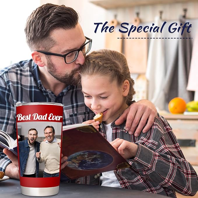 Personalized Tumbler with Pictures/Text - Custom Coffee Mug Cup 20 Oz with Lid - Customized Employee Appreciation Gifts - Christmas Gifts for Men Women - Customized By Enterprise (UV-printing)