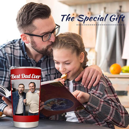 Personalized Tumbler with Pictures/Text - Custom Coffee Mug Cup 20 Oz with Lid - Customized Employee Appreciation Gifts - Christmas Gifts for Men Women - Customized By Enterprise (UV-printing)