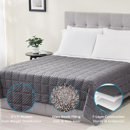L'AGRATY Weighted Blanket for Adult - 48"x72" 15lbs Minky Dots Heavy Blanket with Glass Beads: Soft Breathable for All-Season Summer Fall Winter Thick Comfort for Sleeping