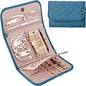 BELALIFE Travel Jewelry Case Organizer, Foldable Jewelry Storage Roll for Earrings, Necklaces, Rings, Bracelets, Brooches, Lake-Blue