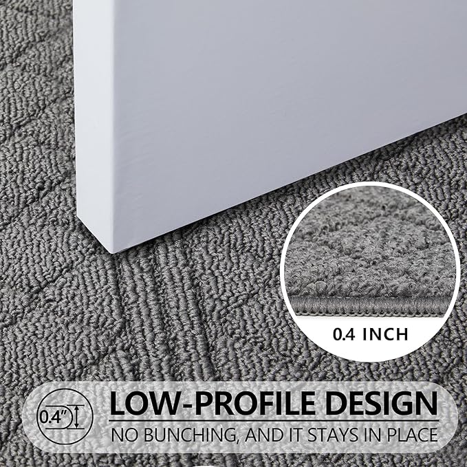 REFETONE Indoor Doormat, Front Back Door Mat 36"x59" Absorbent Rubber Backing Non Slip Door Mats, Low-Profile Resist Dirt Entrance Rugs, Machine Washable Door Rug Inside Floor Mat for Entryway, Grey