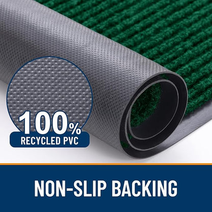 OLANLY Front Door Mat Indoor Outdoor Entrance, Waterproof Heavy Duty Doormat, Fade Resistant, Low Profile, Easy Clean Patio Porch Welcome Floor Mats for Entry, 29.5x17, Green