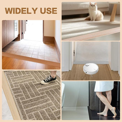 Floor Transition Strip Vinyl Door Threshold Ramp Self Adhesive Carpet Edging Strip Doorway Edge Trim, Overlap Edge Reducer for Laminate Carpet, Floor, Tile (Gray, 2/5" to 3/5", 3.3Ft)