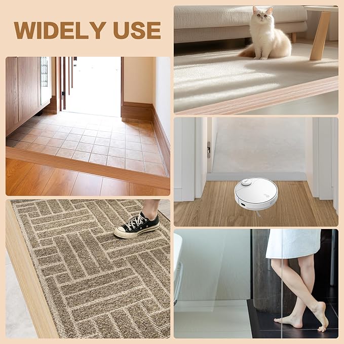 Floor Transition Strip Vinyl Door Threshold Ramp Self Adhesive Carpet Edging Strip Doorway Edge Trim, Overlap Edge Reducer for Laminate Carpet, Floor, Tile (Gray, 1/5" to 2/5", 10Ft)