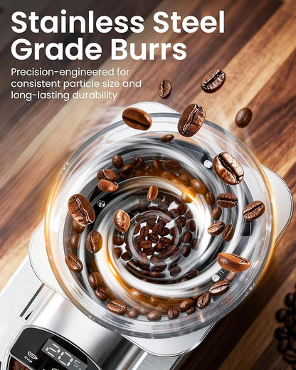 Conical Burr Coffee Grinder Electric Coffee Bean Grinder with 48 Precise Settings, Anti-Static Coffee Grinders for Home Use, Adjustable Conical Burr Mill for Espersso/Drip/French Press