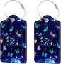 2 Pcs Luggage Tags for Suitcases, PU Leather Cruise Ship Luggage Tags with Privacy Cover Label Address Card and Durable Metal Ring Suitable for Men Women Handbags Backpacks,Starry Night Butterfly
