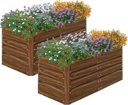 SnugNiture 2 Pcs 4x2x2FT Raised Garden Bed Galvanized Planter Garden Boxes