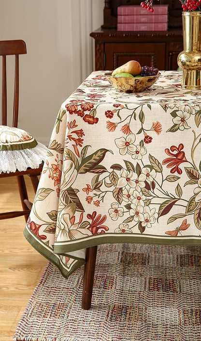 ISAENNE Designer Bohemian Linen Small Square Table Cloth,Colorful Floral Pattern Tablecloth,Wrinkle Resistant Decorative Tablecloths for Dining Thanksgiving Kitchen Party,55"*55"-Grace A