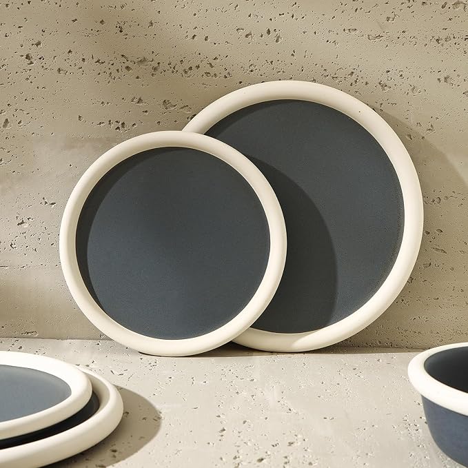 Stone Lain Capri 24-Piece Dinnerware Set Stoneware, Plates and Bowls Set, Microwave and Dishwasher Safe, Dish Set for 8, Grey