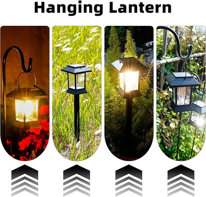 6 Pack Solar Pathway Lights Outdoor Waterproof, Dual-Use Stake & Hanging Lantern, 17 Inch ABS Warm White 3000K, 1000mAh Ni-MH Battery & Monocrystalline Panel, Auto On/Off for Garden Yard Patio Walkway