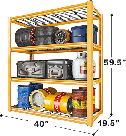 REIBII 40" W Garage Shelving 2240 LBS Storage Shelves Adjustable Heavy Duty Shelving 4 Tier Metal Shelves for Storage 59.5"H Metal Shelf for Pantry Basement Warehouse 40"W × 19.5"D × 59.5"H, 2 Pack