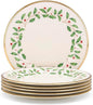 Lenox Holiday 6-Piece Dinner Plates Dinnerware Set, Service For 6, Porcelain, Dishwasher Safe, Round Plates Set, Holiday Red & Green, Perfect for Gatherings, Christmas Dinnerware (Ivory, 6 Piece)
