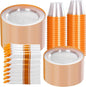 SUT 350Pcs Orange and Clear Plastic Dinnerware Set