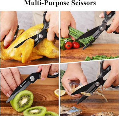 Sunnecko Kitchen Scissors All Purpose Heavy Duty Scissors Titanium Coated, Kitchen Shears for Food, Micro Serrated with Detachable Blades
