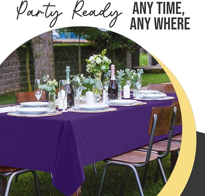 Exquisite 66% Thicker Premium Plastic Table Cloth Rectangle Table Cover 0.5 Mil 6 Pack Purple Table Cloth 54 Inch x 108 Inch Disposable Tablecloth Won't Tear Easily Like Cheap Thin Brands