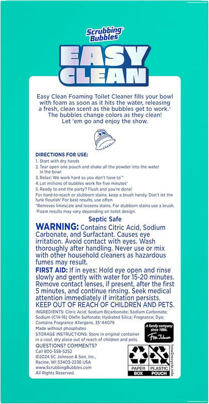 Scrubbing Bubbles Easy Clean Foaming Toilet Bowl Cleaner, Easy Drop In Powder Pouches, 100g (2 Pouches)