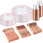 bUCLA 150PCS Clear Rose Gold Disposable Dinnerware set - Rose Gold Plastic Plates Include 25 Dinner / 25 Dessert Plates, 25 Knives, 25 Forks, 25 Spoons, 25 Cups for Party, Wedding & Mother's Day