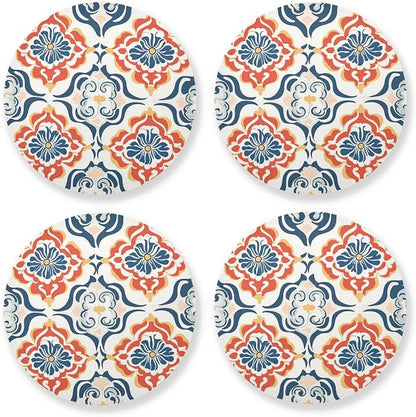 Seamless Asian Traditional Patterns Round Drink Coaster Set of 4 Heat Resistant