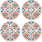 Seamless Asian Traditional Patterns Round Drink Coaster Set of 4 Heat Resistant