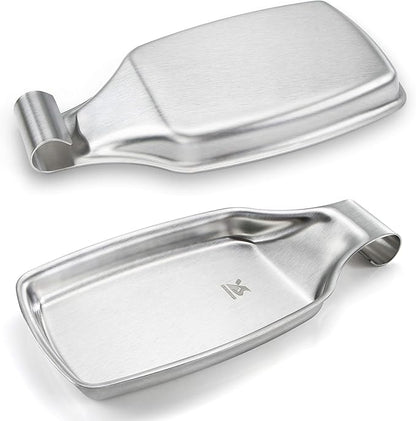 MSY BIGSUNNY Spoon Rest for Stove Top, 304 Stainless Steel Cooking Utensils Spatula Rest for Kitchen Counter, 2 Pack
