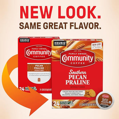Community Coffee Southern Pecan Praline Flavored 24 Count Keurig K-Cup Coffee Pods, Medium Roast, 24 Count (Pack of 1)