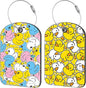 Rubber Duck Luggage Tag for Suitcase Set of 2 PU Leather Cute Luggage Tags with Stainless Metal Loop ID Label Privacy Flap Suitcase Tags for Women and Men Travel