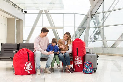 J.L. Childress Gate Check Bag for Umbrella Strollers - Travel Bag for Airplane, Fits Most Single Umbrella Baby Strollers, Airport Accessories for Gate Check, Flying Essentials - Red