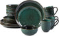16-Piece Dinnerware Set Service for 4, Plates and Bowls Set, Microwave and Dishwasher Safe,Scratch Resistant, Green