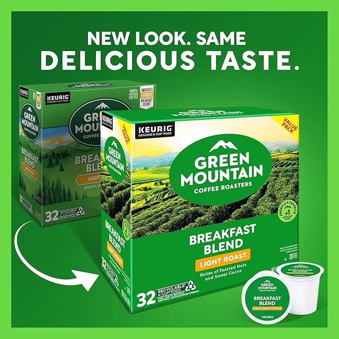 Green Mountain Coffee Roasters Breakfast Blend Keurig Single-Serve K-Cup Pods, Light Roast Coffee, 32 Count