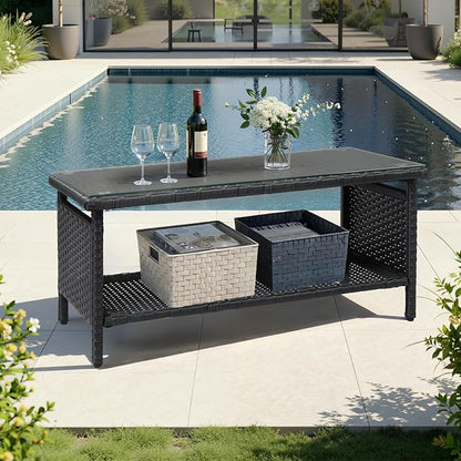 VINGLI Outdoor Wicker CoffeeTable Patio Coffee Tables
