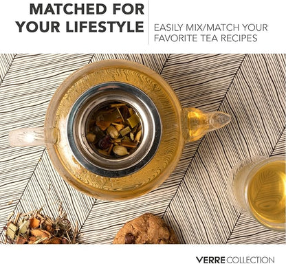 Glass Teapot Stovetop Compatible Kettle with Stainless Steel Removable Infuser, Loose Leaf Tea, Stovetop Safe Tea Pot and Strainer (27 Ounce)