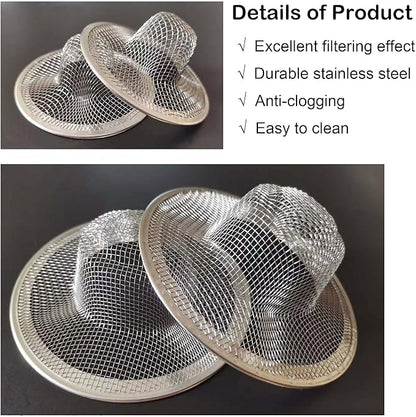 10PCS Mesh Sink Drain Strainer Hair Catcher, 2.125'' Stainless Steel Slop Basket Filter Trap, Bathtub Sink Drain Screen Filter Cover Mesh Bathroom Bathtub RV Laundry Lavatory Balcony Utility
