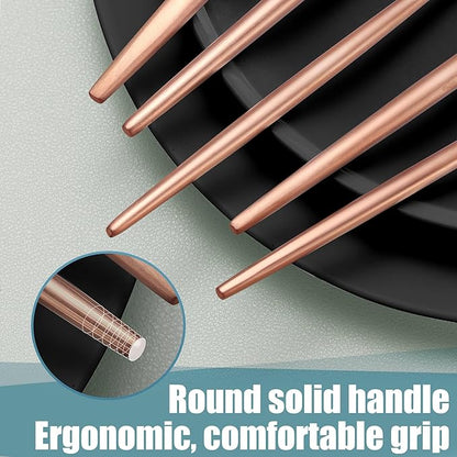 Lemeya Matte Rose Gold Silverware Set for 4,Modern Stainless Steel Brushed Cutlery Set,20-Pieces Heavy Duty Flatware Set,Knives Spoons and Forks Set Utensils Set, Satin Finish, Dishwasher Safe