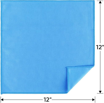 HOMEXCEL Microfiber Glass Cleaning Cloth 12 PK, Lint Free Streak Free, Reusable Cleaning Cloth for Cleaning Windows, Glasses, Mirrors, Screens, Stainless Steel, and More Blue-12”×12”