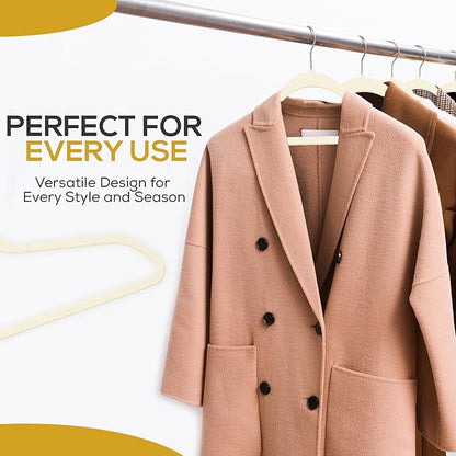 Premium Ivory Velvet Hangers 30 Pack – Space Saving Felt Hanger, Non Slip Clothes Hangers for Closet, Heavy Duty Hanger for Coats, Shirts & Pants, 360° Swivel Hook, Hold Up to 10lbs