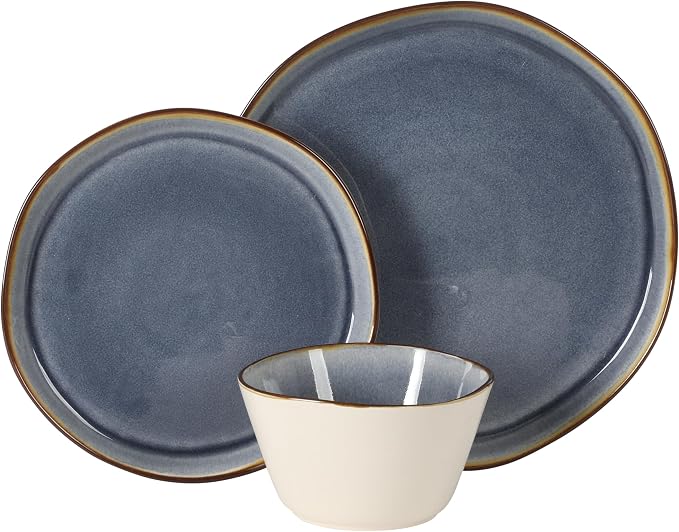 Gibson Elite Algeria River Plates and Bowls Sets, 12-Piece Stoneware Dinnerware