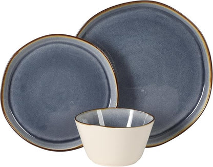 Gibson Elite Algeria River Plates and Bowls Sets, 12-Piece Stoneware Dinnerware