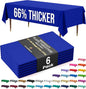 Party Solids 66% Thicker Premium Plastic Table Cloth Rectangle Table Cover 0.5 Mil 6 Pack Dark Blue Table Cloth 54 Inch x 108 Inch Disposable Tablecloth Won't Tear Easily Like Cheap Thin Brands