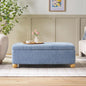 Walker Edison Linley Contemporary Large Storage Bouclé Ottoman with Wood Legs, Soft Blue