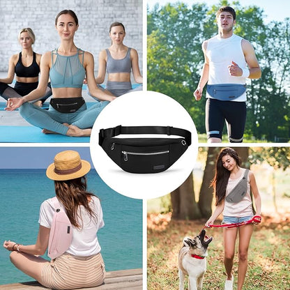 MAXTOP Large Crossbody Fanny Pack with 4-Zipper Pockets,Gifts for Enjoy Sports Festival Workout Traveling Running Casual Hands-Free Wallets Waist Pack Phone Bag Carrying All Phones