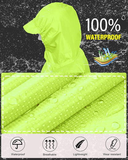iCreek Hooded Rain Poncho with Pocket Waterproof Lightweight Unisex Raincoat Jacket for Hiking, Camping, Outdoor