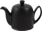 Degrenne Salam Luxury French Tea Pot - Porcelain Teapot with Stainless Steel Cover, Ceramic Tea Kettle for Loose Tea, Removable Infuser, 6 Cup Capacity, 36oz - Monochrome Black