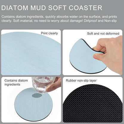 Sky Blue Thin Lines Coasters Set of 6, Absorbent Coasters