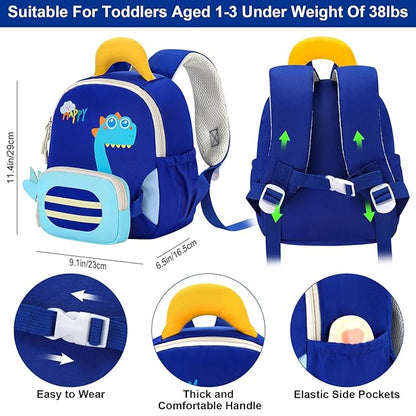 Accmor Toddler Leash Backpack with Anti Lost Wrist Link, Cute Dinosaur Bag with Removable Little Pouch Children Safety Walking Harness, Kids Travel Essential Mini Back Pack with Tether for Baby Boys