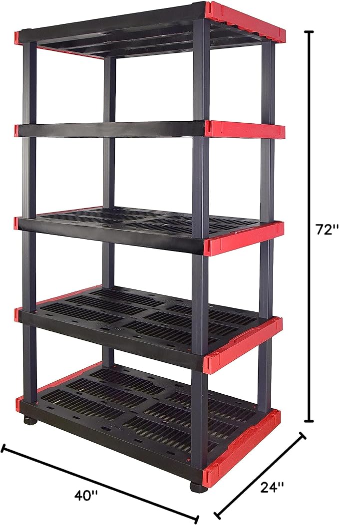 CX Craftsman, 5-Tier Highly Durable Storage Rack, 200lbs/shelf, (72.3”H x 40”W x 24”D), Interlocking Shelving Unit and Weather-Resistant Design, American Made Garage Shelf